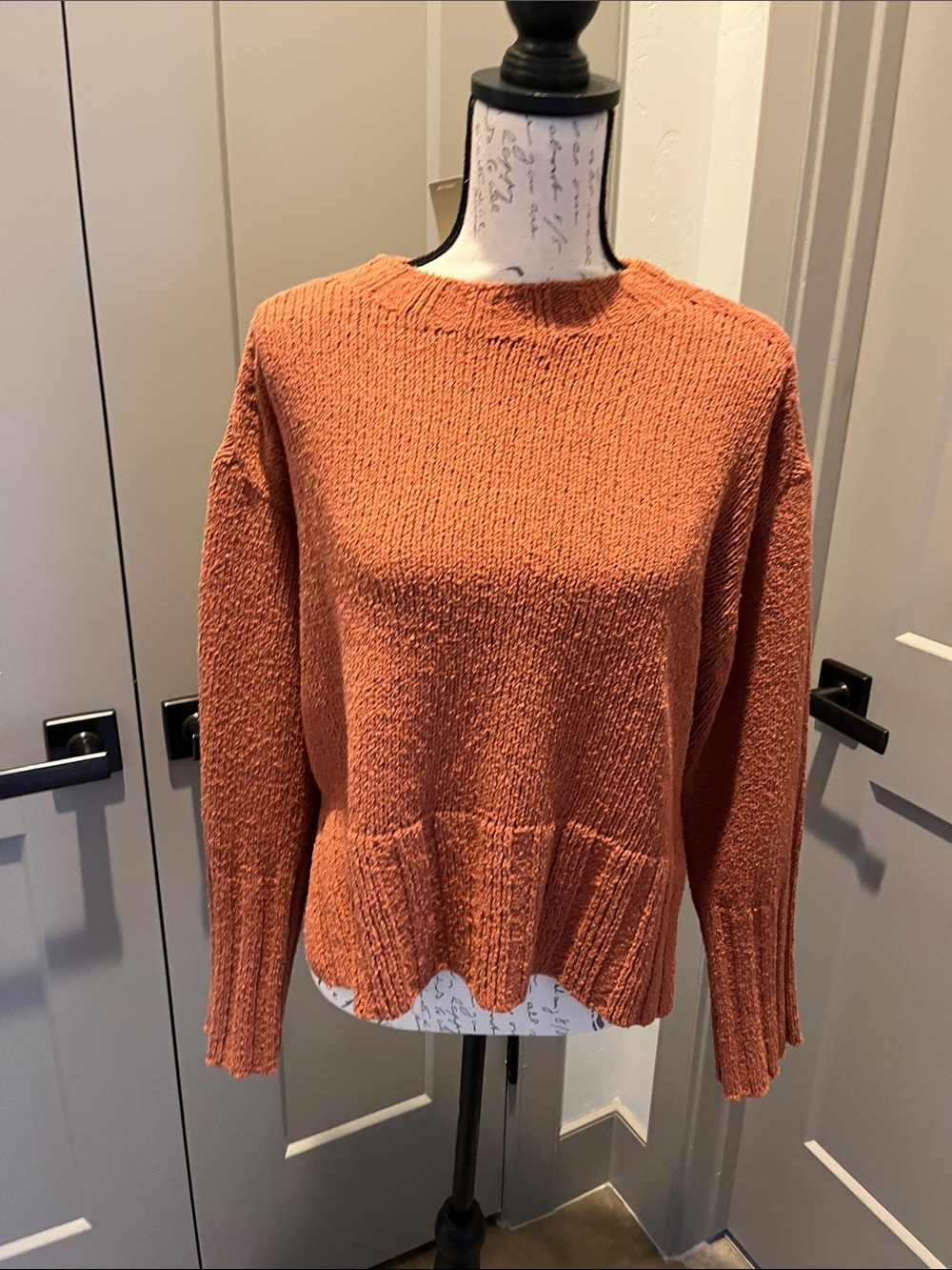 J. Crew Marina Sweater Textured Cotton Blend Sweater- PAPRIKA - SMALL - NWT